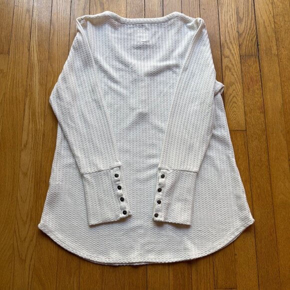Chaser Size XL White Y2K Textured Waffle Knit Thermal Henley Long Sleeve Top - Picture 12 of 14